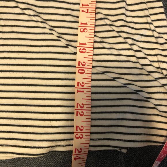 Striped White and Black Long Sleeves Tie Knot Shirt Top Size Medium - Picture 6 of 9